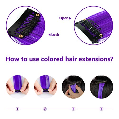 image for TOFAFA 22 inch Colored Hair Extensions Straight Hairpiece, Multi-color
