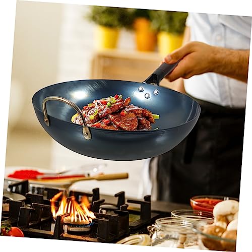 Wok multifuncional de hierro con mango de madera miniatura 4