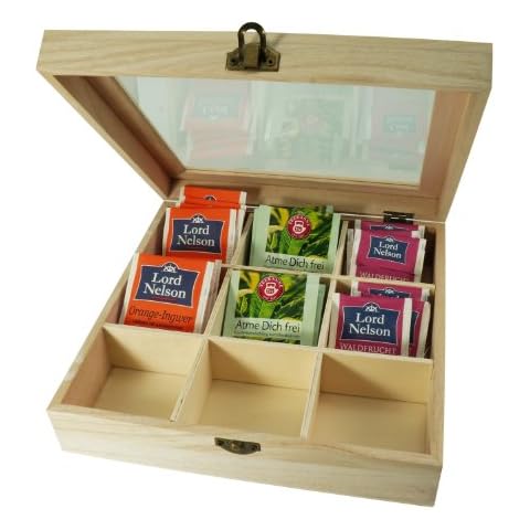 Caja té madera con 9 compartimentos y ventana transparente Cover