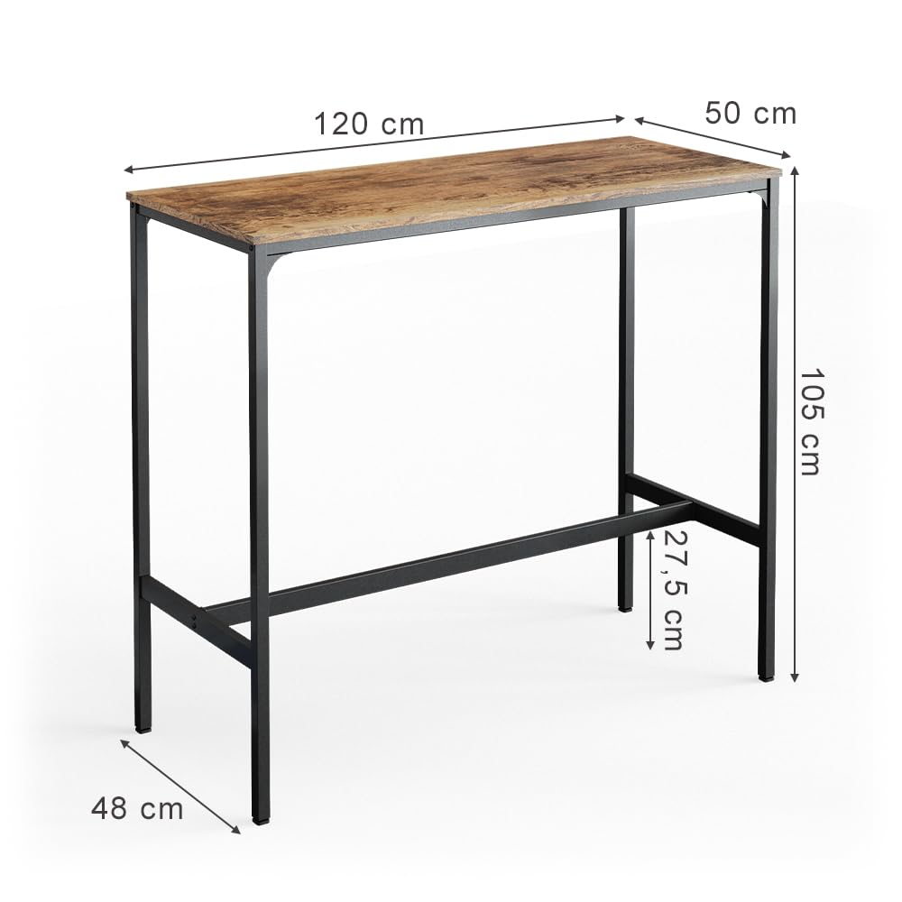 Vicco Bartisch Fyrk, Antikholz, 120 x 50 cm, geeignet für Tresen und Küchentheken, stapelbar zur Aufbewahrung