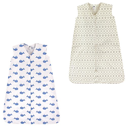 Hudson Baby Unisex Baby Cotton Sleeveless Wearable Sleeping Bag, Whale Aztec, 18-24 Months US