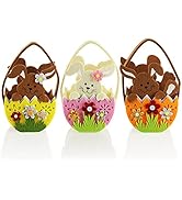 3 x cute felt bags - felt basket in Easter bunny shape for filling and giving as a gift (3 ...