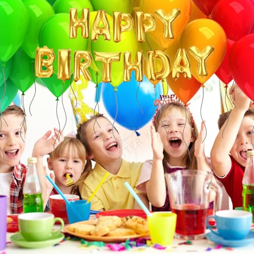 Image of KITTER Golden Happy Birthday Foil Balloon, Metallic Happy Birthday Balloons Set for Birthday Decoration Kit, Balloons for Decorating Birthday For Boys Girls Kids Adults
