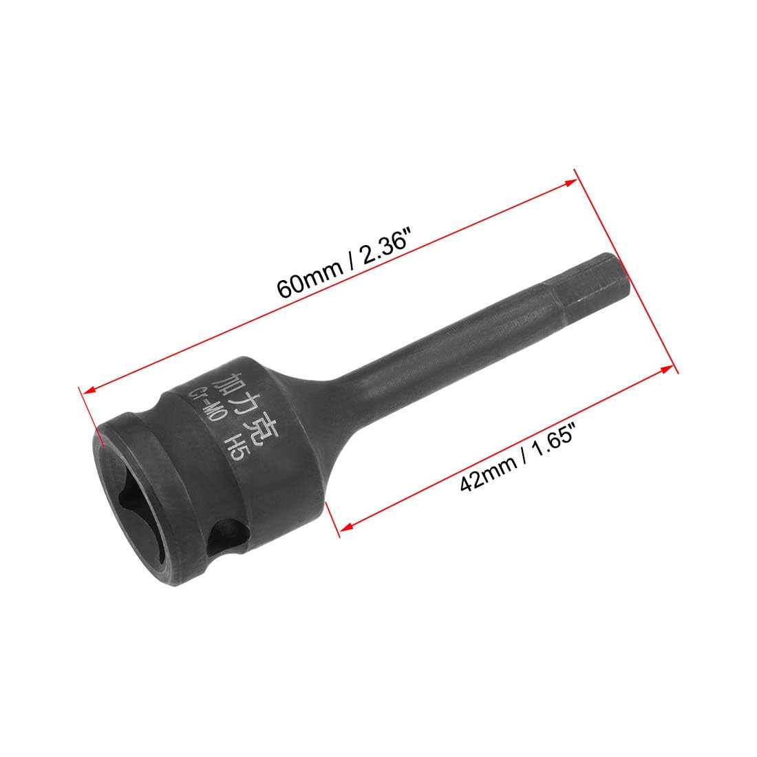 TOP-VIGOR Schlag-Sechskant-Bit-Stecknuss 1/2 Zoll - 5 Mm Inbusschlüssel, 78 Mm Länge, Aus Chrom-Molybdän-Stahl