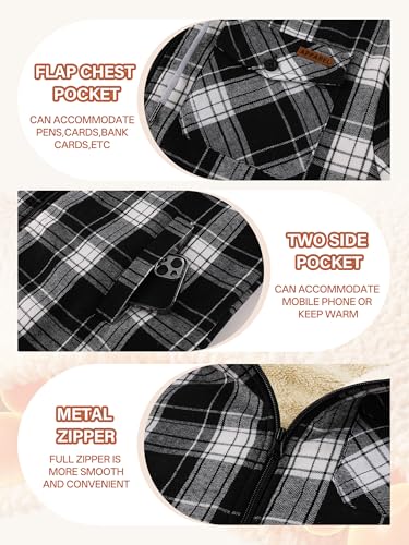 Mens Flannel Hoodies Fleece Full Zip Shirt Jacket Plaid Fall Winter Coat with Hood4