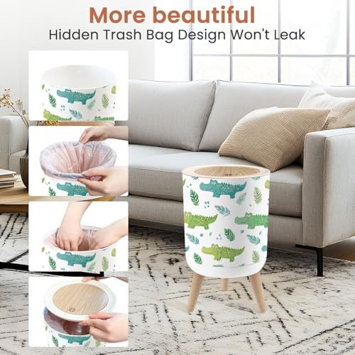 Caneca de basura pequeña con tapa y decoración cocodrilo 1.8 gal miniatura 6
