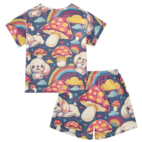 ALAZA Mushroom Puppy Dog Cloud Heart Pajamas Short Sleeve 2 Piece Sleepwear Top and Bottom Pajama Set Unisex2