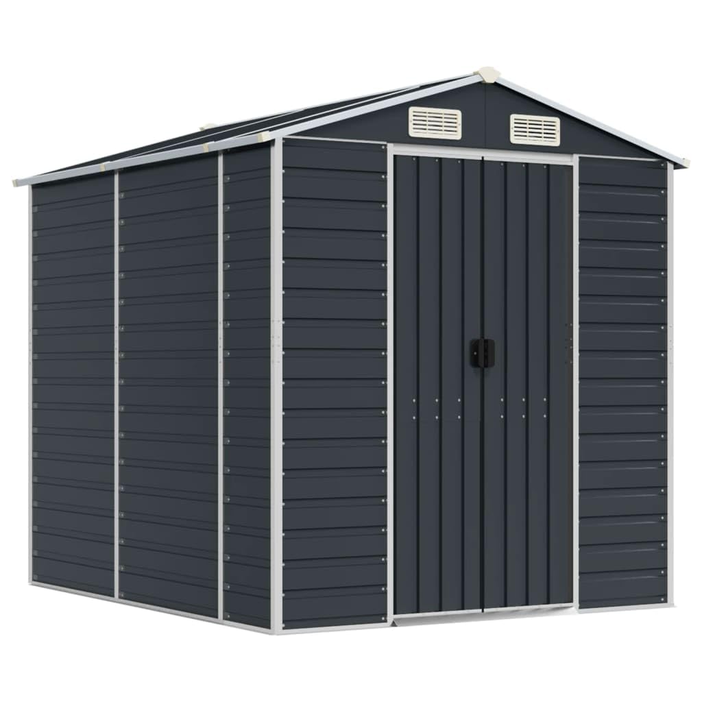 Gerätehaus Geräteschuppen Gartenhaus Garten Schuppen Metallgerätehaus Wetterfester Gartenschuppen für Fahrrad & Gartengeräte Anthrazit 191x215x198 cm Verzinkter Stahl
