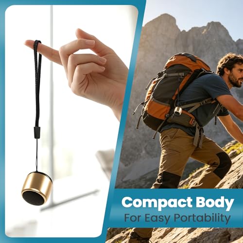 Image of Best Mini Portable Bluetooth Speaker with HD Sound & Bass I Smallest Wireless Bluetooth Speakers for Phone /PC /Tablet I Photo Selfie Button Answer Phone Calls I Cute Tiny Speaker (Gold)