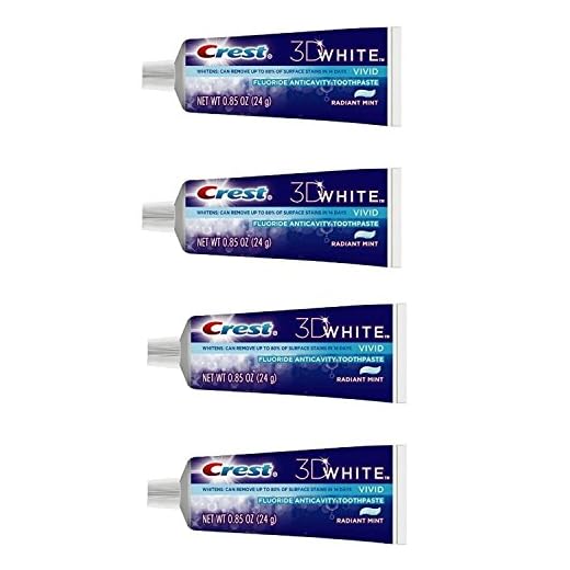 Crest 3D White Vivid Fluoride Anticavity Toothpaste Radiant Mint 0.85 oz Travel Size (Pack of 4)