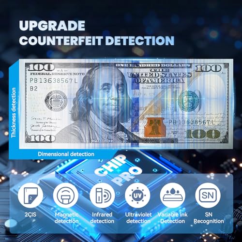Image of CGOLDENWALL Money Counter Machine Mixed Denomination,Bank Grade Cash Counter 2CIS /UV /IR /MG Counterfeit Detection,Serial Number,MUL Currency Value Counting, Sort&Printer Compatible Bill Counter,1500N /M