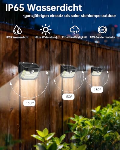 Aootek Solarlampen für Außen mit Bewegungsmelder, 3er Set, Garten, 120 LED – Ansicht 2