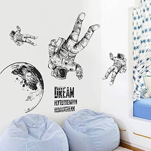 Vinilo decorativo astronauta para pared, removible, 2 piezas miniatura 6
