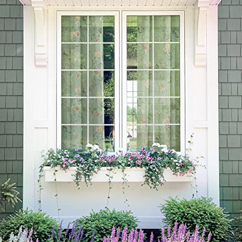 Image of XTMYI Cottage Core Curtains for Kitchen, Nature Cottagecore French Country Farmhouse Green Vintage Bird Floral Sheer Panel for Bedroom Living Room Furniture Bathroom Decor, 63 Inch Length 2 Panels