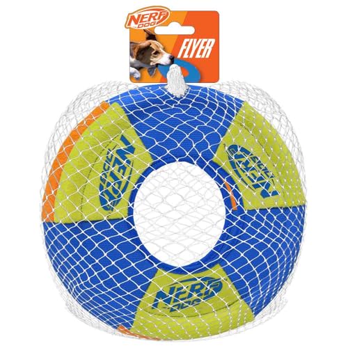 Nerf Dog Lot de 2 Jouets pour Chien avec Anneau à Lancer et à Tirer - Disque Volant, léger, Durable et résistant à l'eau - 22,9 cm de diamètre - pour Les...