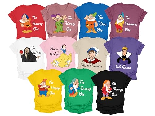 Seven Dwarfs Shirts - 7 Dwarfs Halloween Group Matching Tshirts Snow White and Seven Dwarfs T-Shirt Family and Friends Matching Shirt for Men Women Boys & Girls Halloween Adults Costumes Tees