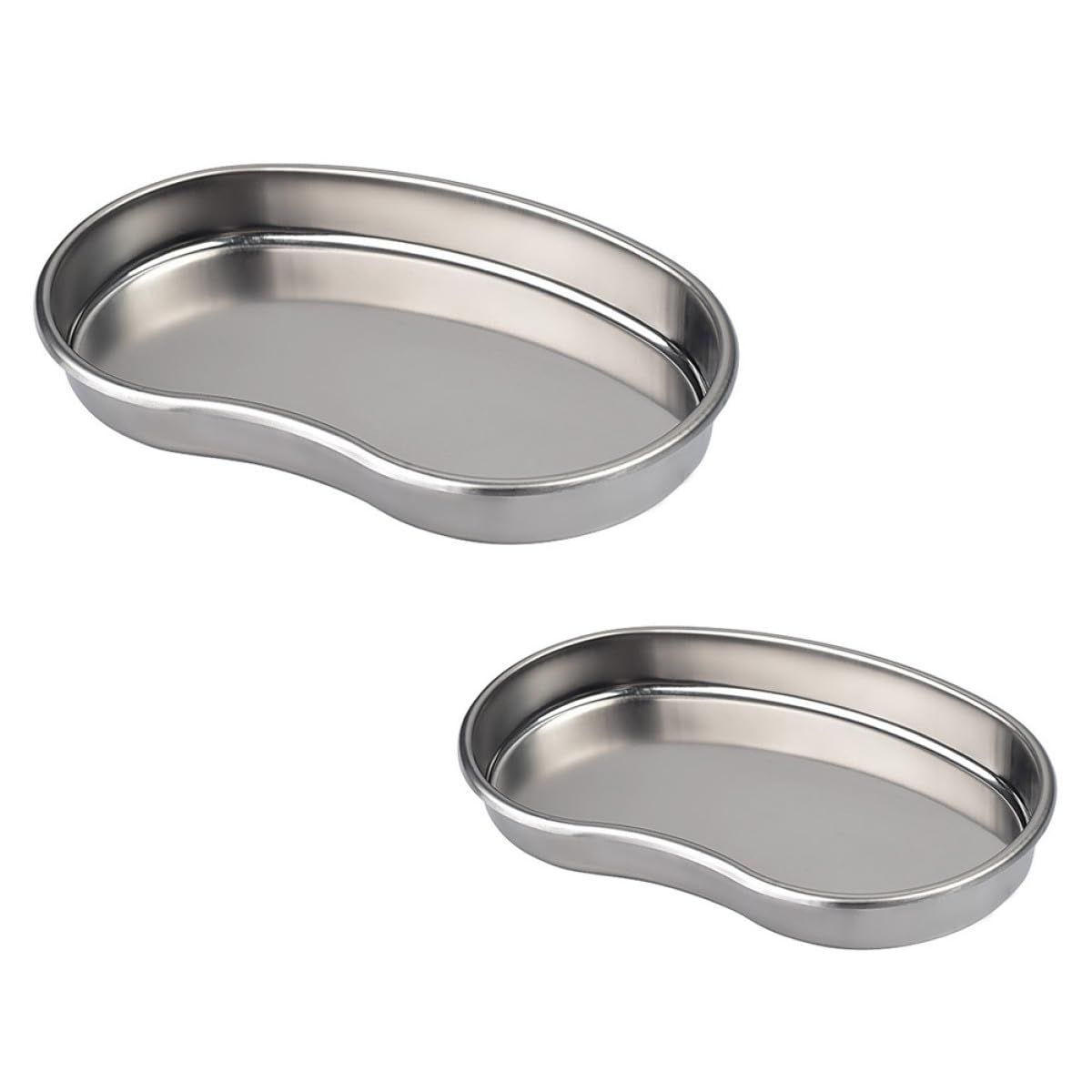 Plateau de Service en Acier Inoxydable 2pcs Forme Rein Polyvalent Surface Polie Lisse pour Utilisation Hospitalière et Rangement Pratique