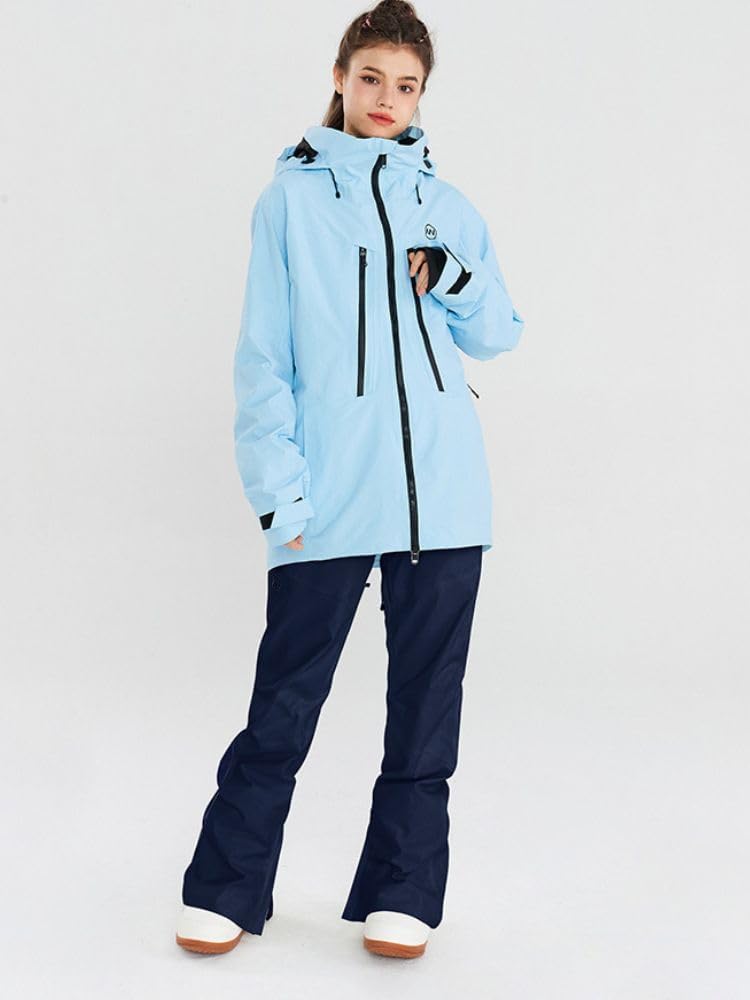 Women Men Slim Ski Pants Slight Flared Hem Snow Pant Waterproof Skiing Trousers with Stretch Powder Skirt