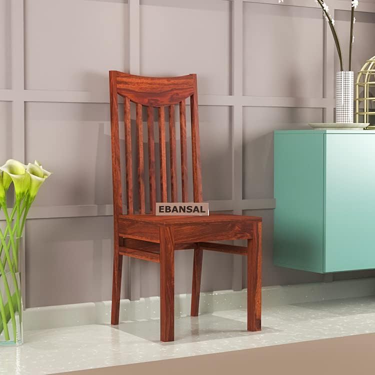 Image of Moon Wooden Dining Chairs Set of 2 for Kitchen & Dining Room, Two Seats, Solid Sheesham Wood, Honey Finish