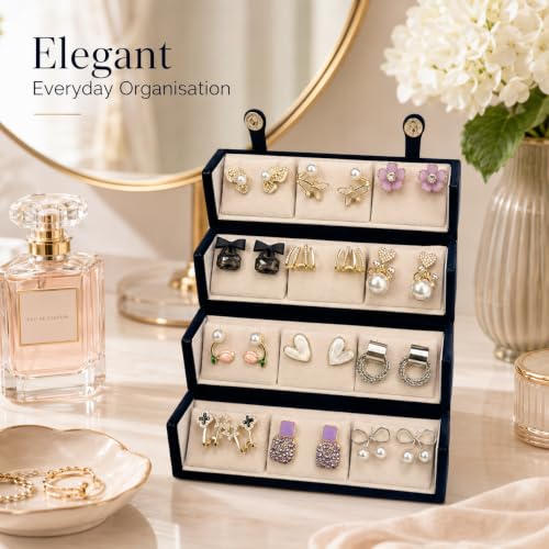 Image of Designer Stud Earrings Set of 12 for Women & Girls with Folding Jewelry Box | Traditional & Stud Earring Combo | Stylish Jewellery Gift Set | Travel Friendly Organizer