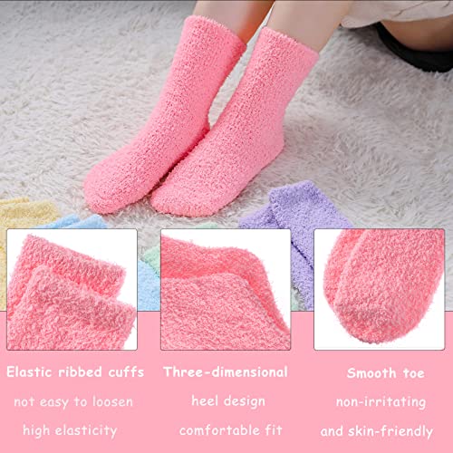 Image of Josnown Fuzzy Socks for Women Cozy Soft Fluffy Slipper Warm Winter Plush Sleep Socks Christmas Gifts for Women