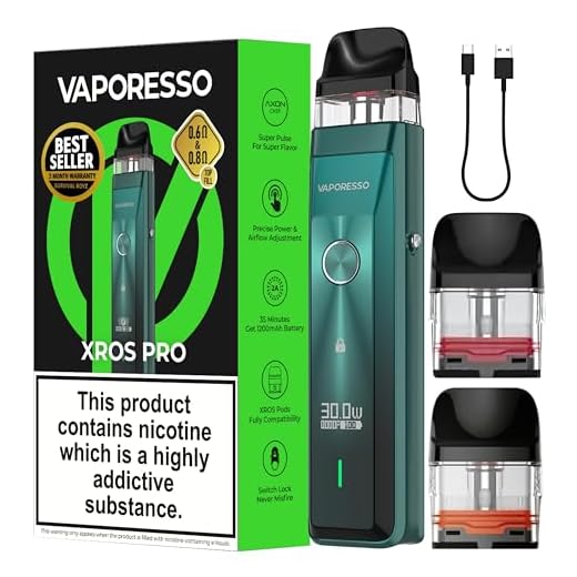 Vaporesso Xros Pro Pod Vape Kit [Green] - Available in 9 Colours - 1200mAh Battery, 2A Fast Charging (35 Min), 30W Output, First Super Pulse Pod - Works with all XROS Pods - No Nicotine