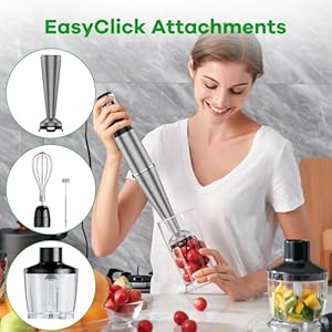 Immersion Blender Handheld Corded Hand Blender 1100W, Trigger Variable Speed 5 in 1 Stick Blender, Emulsion Blender with Chopper, Whisk and Frother for Soup, Baby Food and Smoothies Immersion Blender Handheld Corded Hand Blender 1100W Trigger Variable Speed 5 in 1 Stick Blender Emulsion Blender with Chopper Whisk and Frother for Soup Baby Food and Smoothies