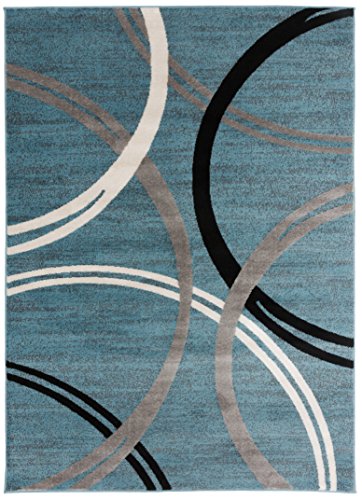 Rugshop Modern Wavy Circles Design Area Rug 9' x 12' Blue