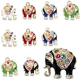 10PCs Bulk Enamel Lucky Elephant Charms for Jewelry Making, Colorful Metal Good Luck Charms Pendant for Bracelet Necklace and Crafting (Elephant MIxed Color)