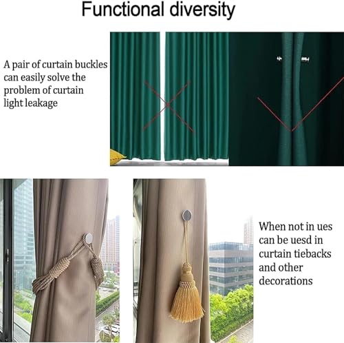 Image of Curtain Weights Magnetic Buttons, Round Curtain Magnets Closure with Back Tack, Light- Leaking Curtain Magnetic Holdback Button DIY Craft Accessory Home Decoration (10)
