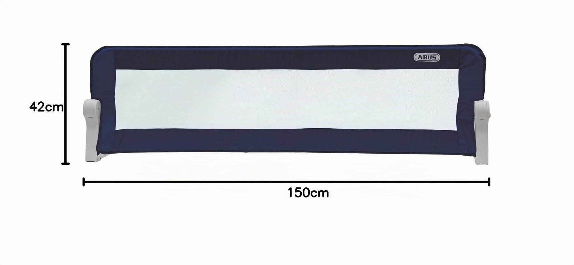 ABUS Barandilla de Cama Eric - Barrera Anticaídas Plegable de 150 cm, Azul | Guardacama de seguridad XXL para cuna y cama de matrimonio. Montaje rápido, ideal para viaje y fácil acceso abatible.