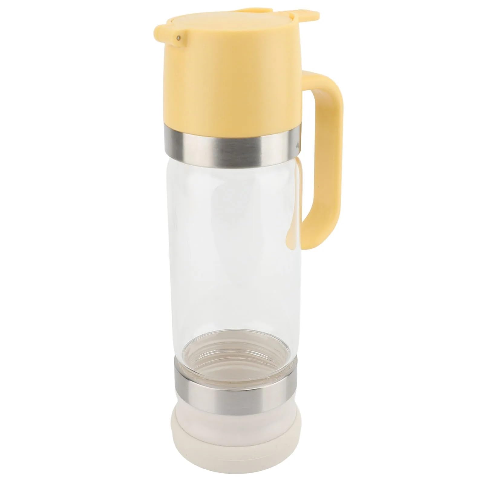 EnxJire Honey Dispenser Honey Dispenser 350ml Clear Glass Syrup with Handle Prevent Dripping Container for Coffee Shops Restaurants Home(Yellow)