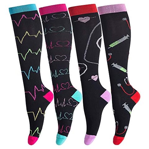 LEOSTEP 4-Pair Compression Socks 15-20 mmHg for Men & Women - - S/M Cover