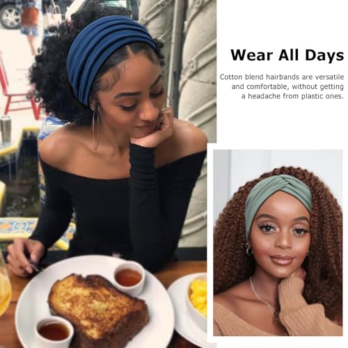 Image of DRESHOW 4 Pack Turban Headbands for Women Wide Vintage Head Wraps Knotted Cute Hair Band Accessories