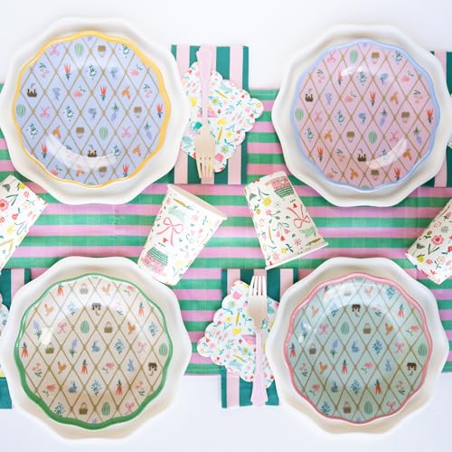 Image of Bonjour Fete Pink & Green Cabana Stripe Towels, Pack of 20, 4.25x7.75 inch