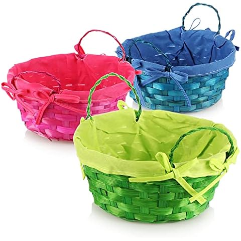 com-four® 3X Cesta de Pascua de bambú para Decorar Cover