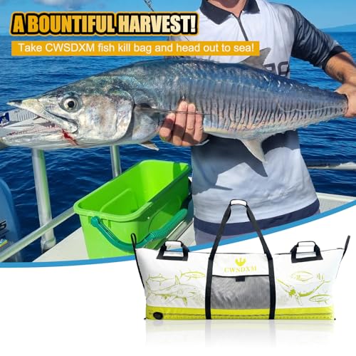 Bolsa aislante para pescado CWSDXM, 60'' impermeable con válvula de drenaje y cierre resistente, bolsa para pesca en barco, kayak y mar abierto, mantiene fresco hasta 48 horas miniatura 6