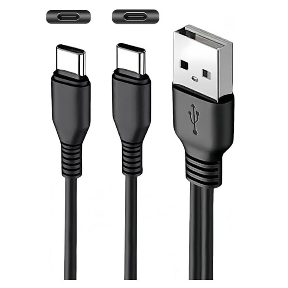 Cable divisor USB C dual, cable de carga USB A a doble tipo C 2 en 1, extensión de dos puertos de 3 pies para múltiples dispositivos de carga simultánea