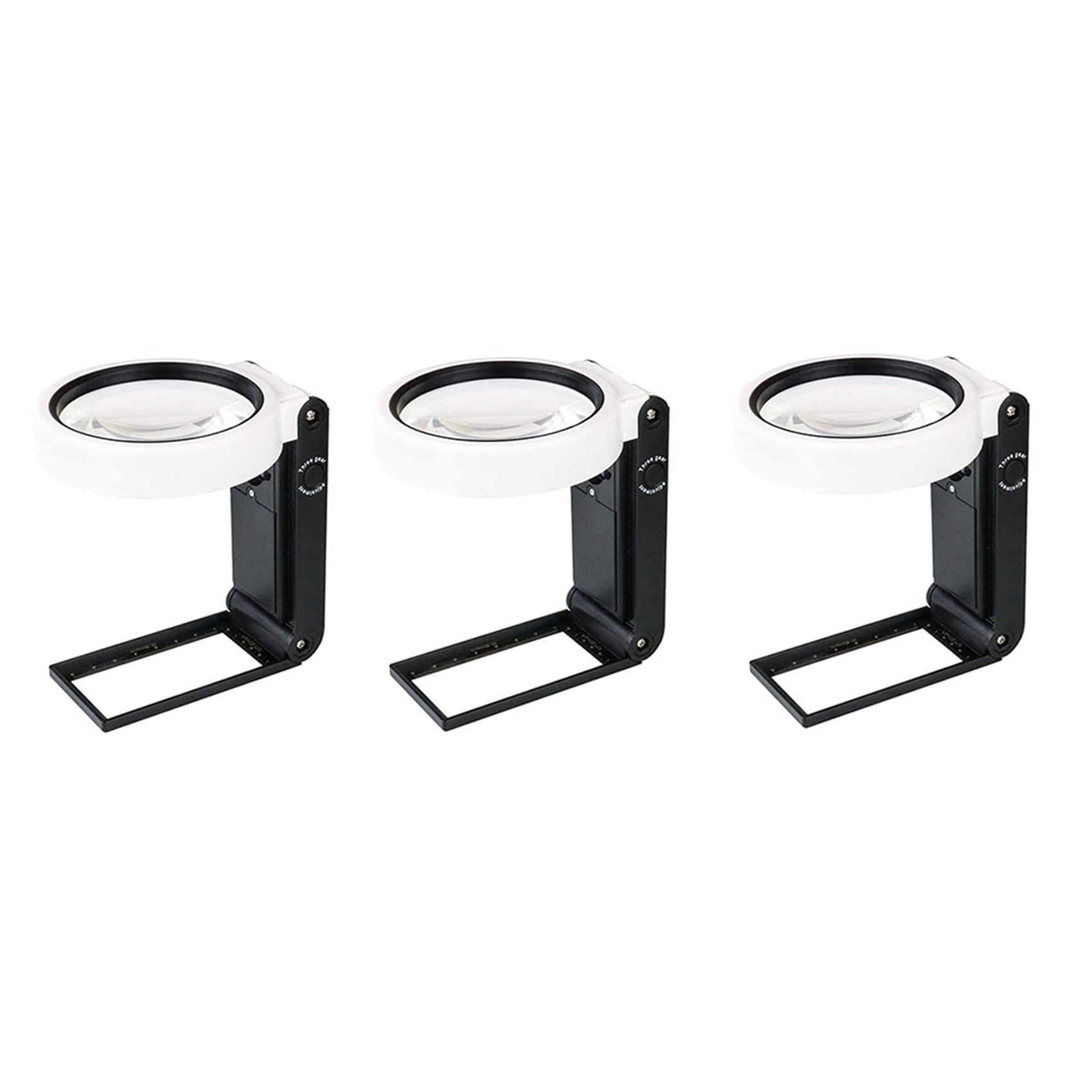 Jnchdghwa 3pcs Magnifying Glass with Light and Stand, Hands Free Handheld 6X 25X Adjustable Folding Magnifier with LED Lighted