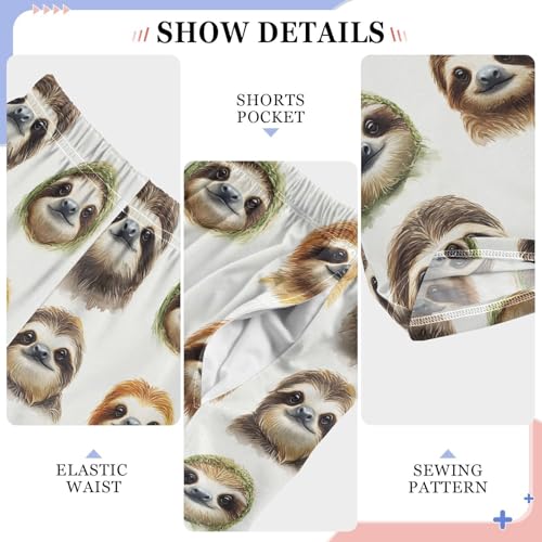 Pajama Pants Sloths Face Pattern PJ Bottoms Sleepwear Lounge Sleep Pant with Pockets4