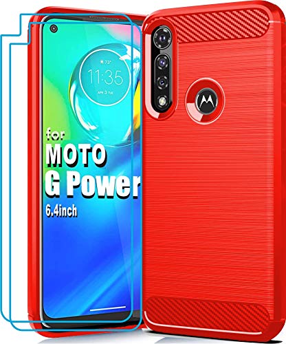 Protège écran Moto G Power 2020 lot de 2 coques souples en TPU rouge anti-rayures 6.4"
