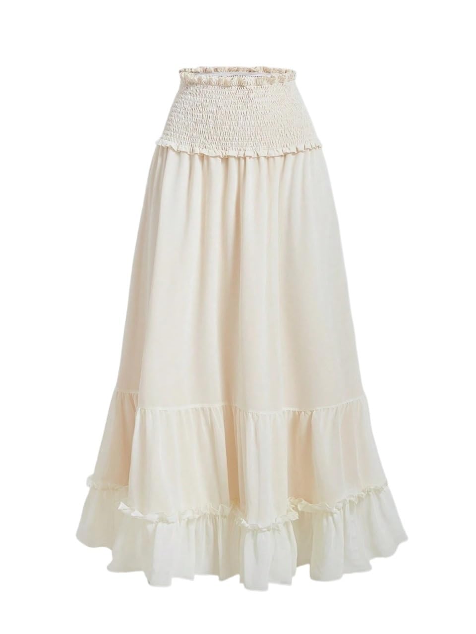 Womens Flowy Trendy Skirt High Waist Ruffle Hem Skirt