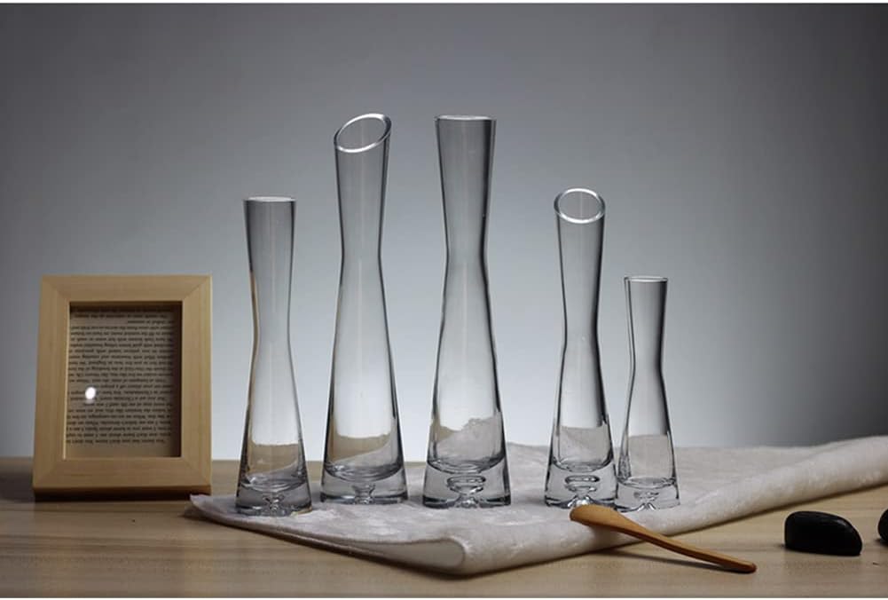 Hand-Made Blown Art Bud Glass Vase Small Glass Vase Single Stem Vase for Flower and Office Bud Home Decor (Clear) - Image 8