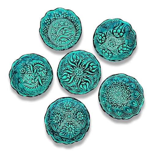 Handmade Decorative Turkish Ceramic Mini Pinch Bowls Set of 6 – Small Dipping & Serving Sauce Bowls, Green Charcuterie Accessories, Hand-Painted Floral Pattern Snack Dishes for Kitchen & Table Decor Handmade Decorative Turkish Ceramic Mini Pinch Bowls Set of 6 – Small Dipping & Serving Sauce Bowls, Green Charcuterie Accessories, Hand-Painted Floral Pattern Snack Dishes for Kitchen & Table Decor