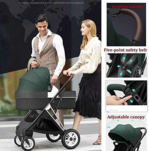 Zhiding 3 In 1 kinderwagen, kinderwagens en kinderwagens vanaf de geboorte, compacte anti-shock-wandelwagen met verstelbare rugleuning, lichtgewicht hoog landschap aluminium kinderwagen, extra grote o - Afbeelding 4
