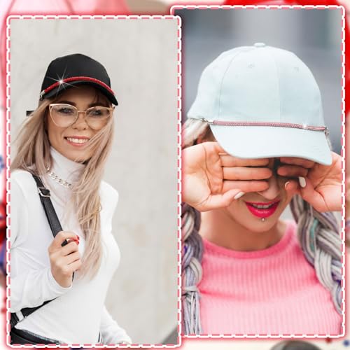 Image of Geyoga 9 Pcs Trucker Hat Chains Trucker Hat Charms Women Man Bill Decoration Detachable DIY Metal Chain for Mesh Baseball Cap(Colorful,Diamond)