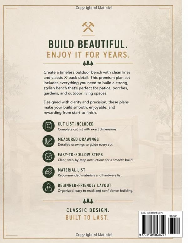 Modern Outdoor X-Back Bench: Premium Woodworking Plans with Cut List, Dimensions & Step-by-Step DIY Instructions image 3