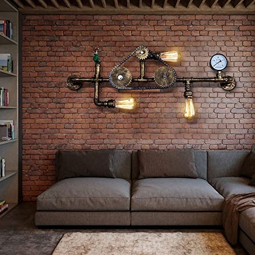 MOCIGERN LOFT Industrial Wall Mounted Lights Steampunk Wall Illumination Gear Water Pipes Wall Lighting Fixture for Restaurants Headboard Bedroom Porch steampunk buy now online MOCIGERN LOFT Industrial Wall Mounted Lights Steampunk Wall Illumination Gear Water Pipes Wall Lighting Fixture for Restaurants Headboard Bedroom Porch steampunk buy now online