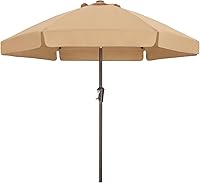ABCCANOPY 7.5ft Khaki Scalloped Patio Umbrella with Tilt Crank & Fiberglass Ribs - Windproof Outdoor Table Umbrella for Deck Pool Garden