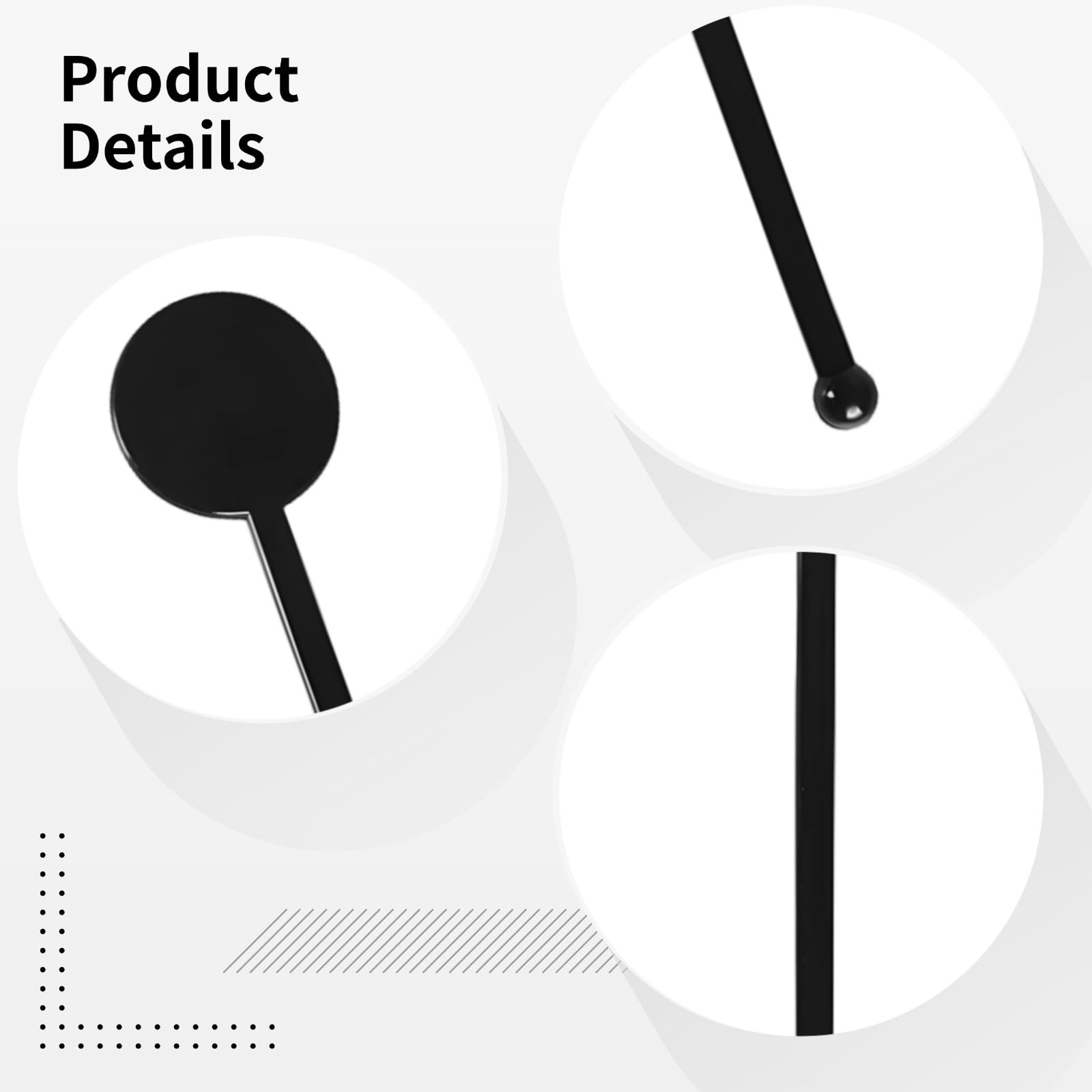 Bosreroy 240 Black Plastic Cocktail Stirrers, 7.1 with Round Top, Smooth, Odorless Design for Drinks, Coffee, and Parties